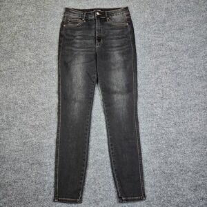 Judy Blue Skinny Fit Jeans Womens 7/ 28 Black Dark Wash High Rise Denim Stretch